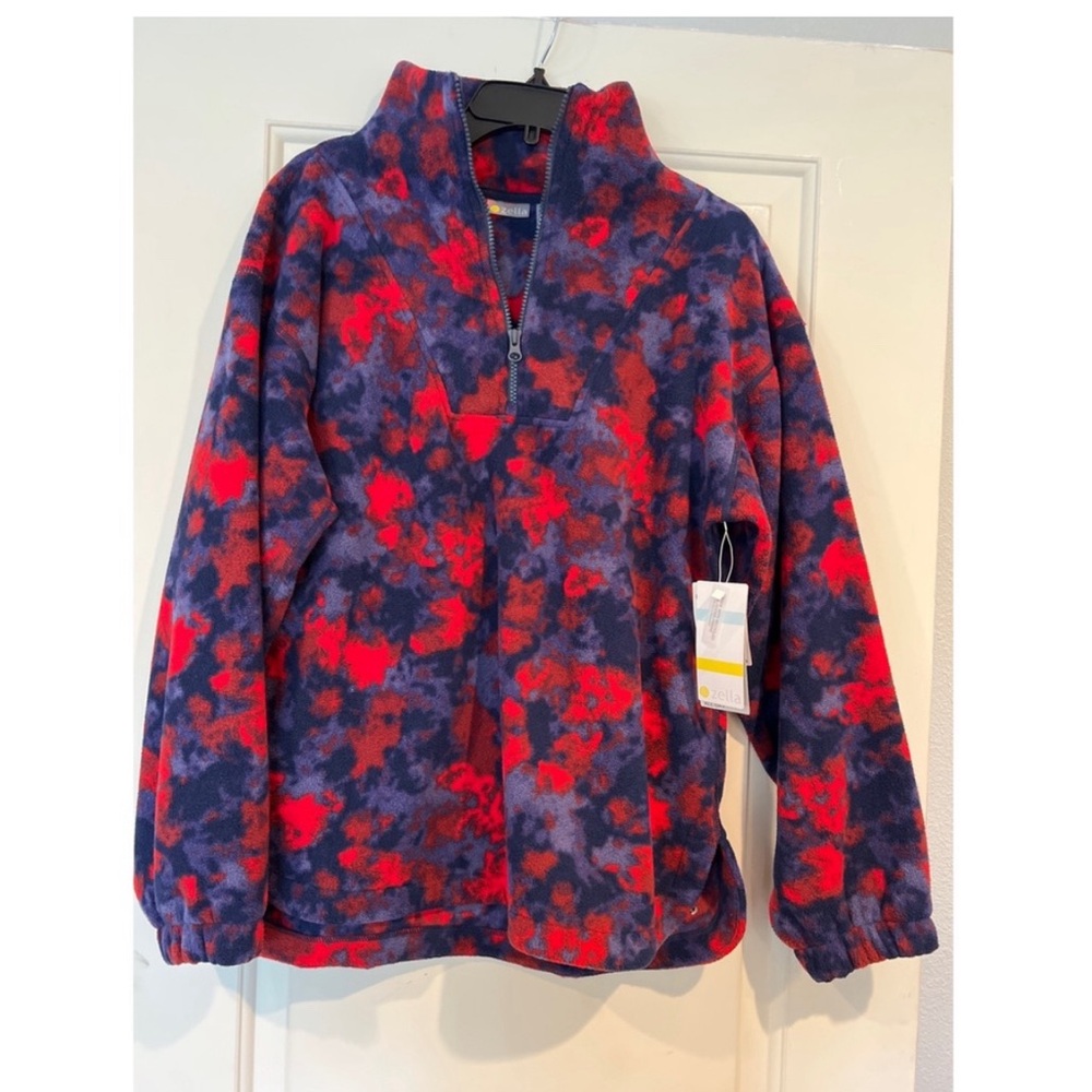 Zella Purple & Red Camo Quarter Zip Heavy Fleece NWT Oversized Fit
